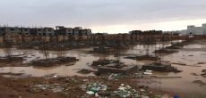 مياه الأمطار تغمر مشروع الإسكان بشقراء