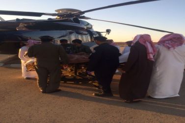طائرة الإخلاء الطبي تنقل الجندي سلطان المطيري إلى مستشفى قوى الأمن بالرياض